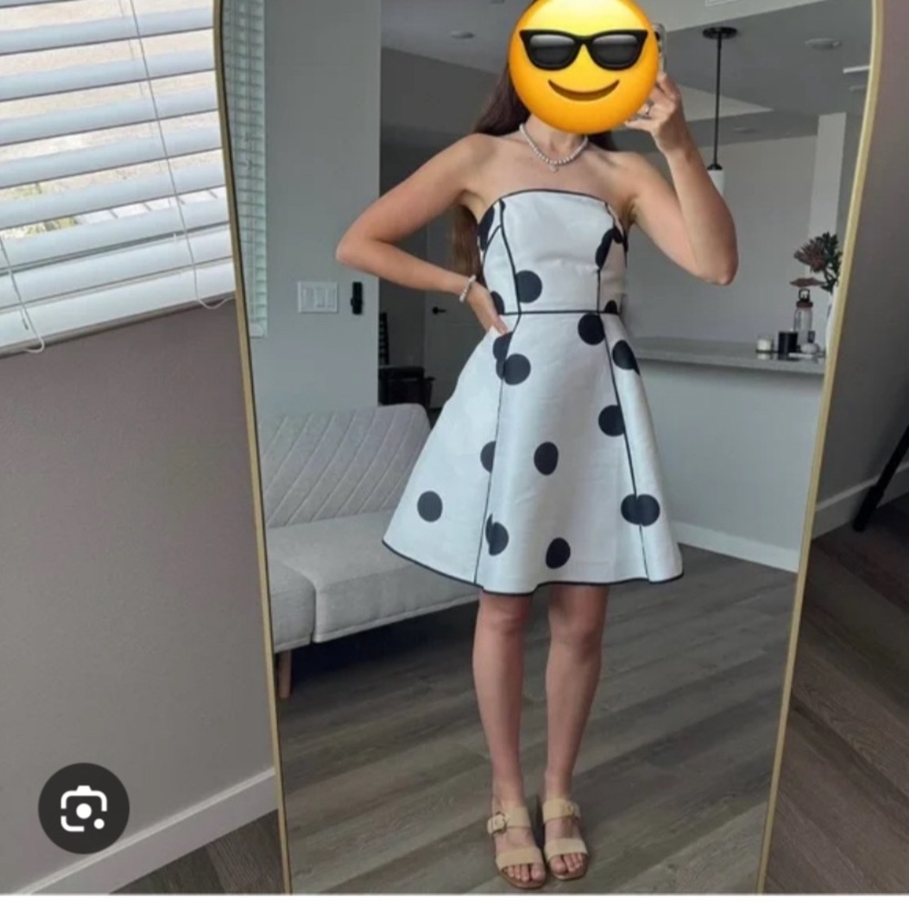 Kate Spade Strapless Dress with Black Dots